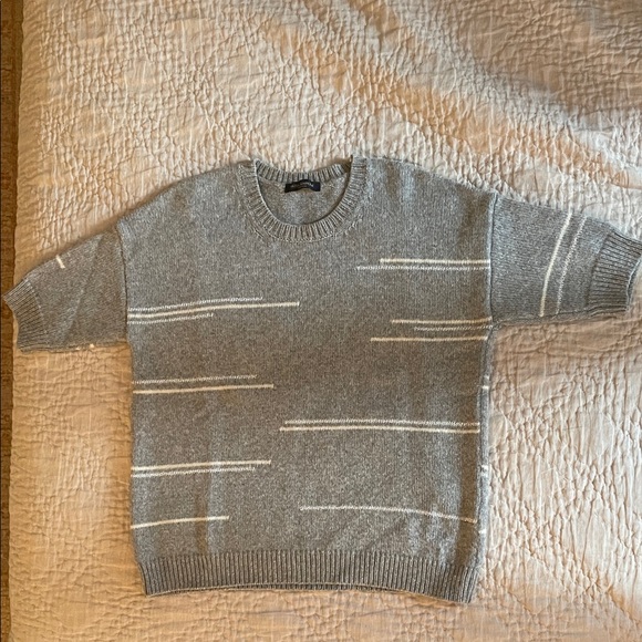 Piazza Sempione Gray and White Women's Sweater Cardigan Set - Picture 4 of 7